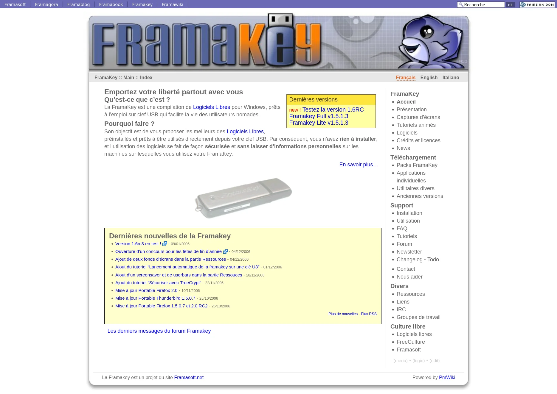 Le site Framakey en 2007