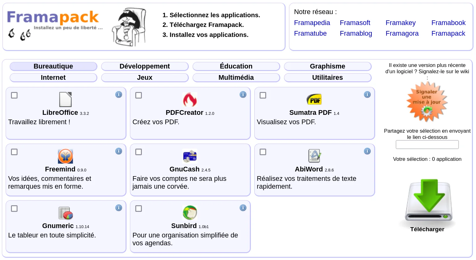 Framapack - L'installeur de logiciels libres