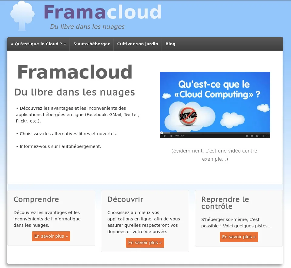 Capture d'écran de Framacloud