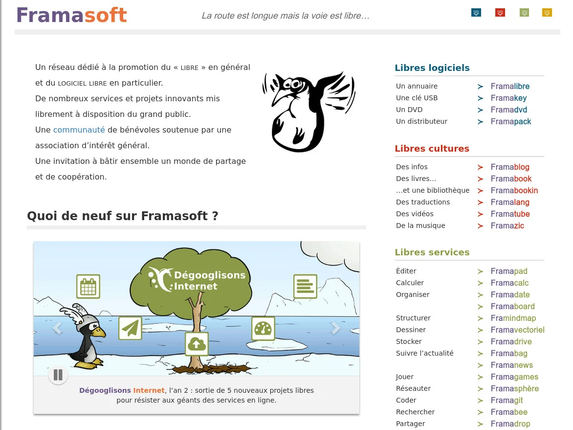 Le site de Framasoft en 2015