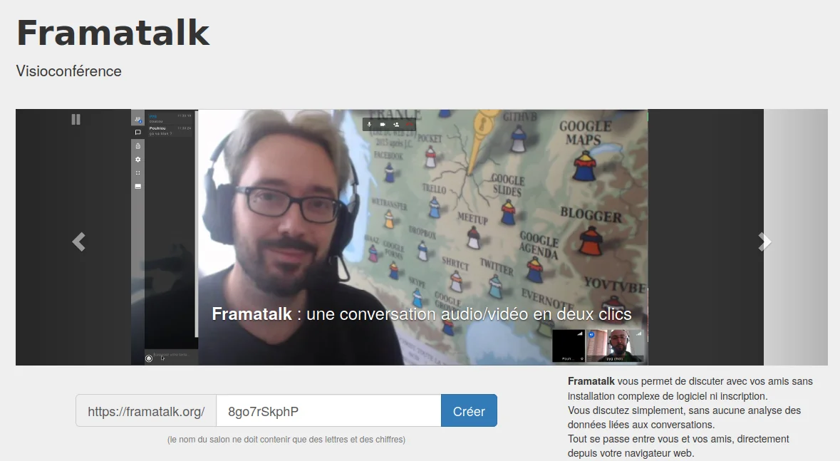 Capture d'écran du site Framatalk