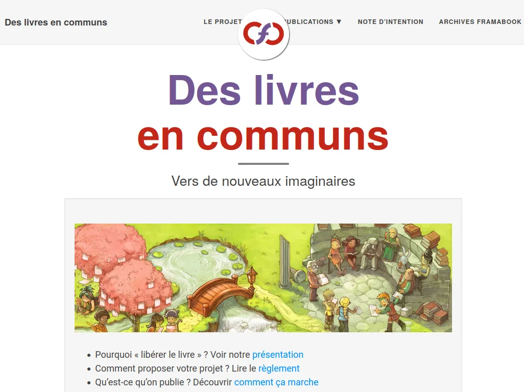 Capture décran du site Des Livres en Communs en 2022