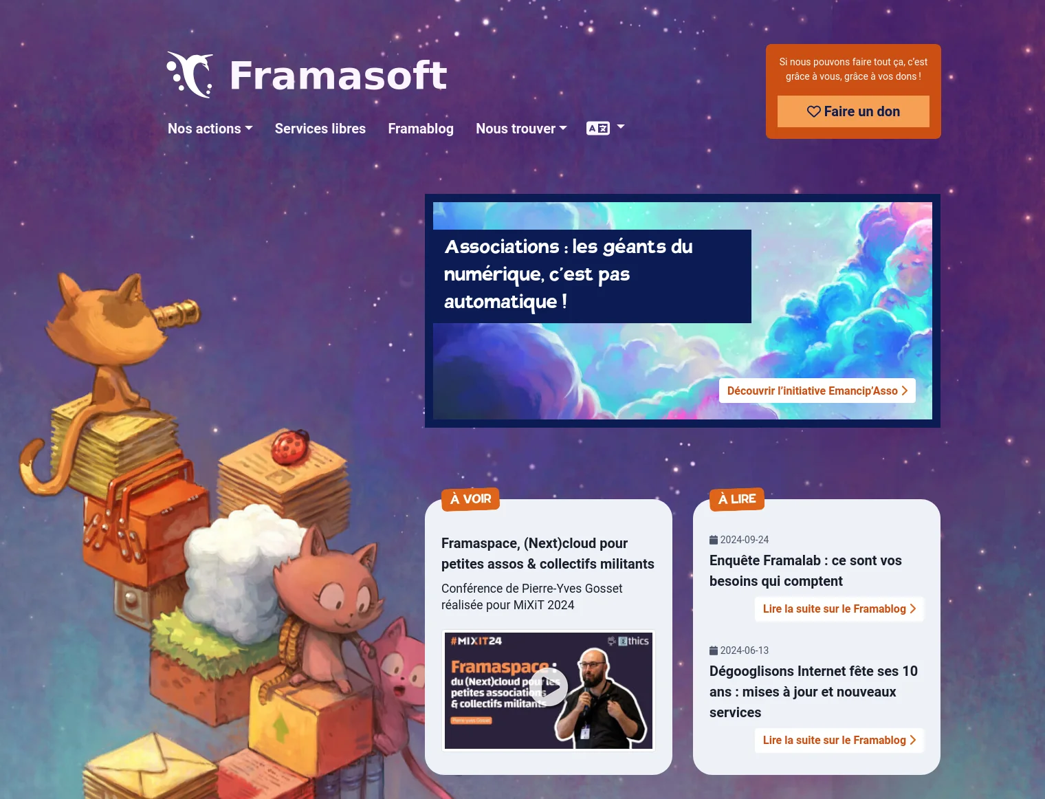 Le site de Framasoft en 2024