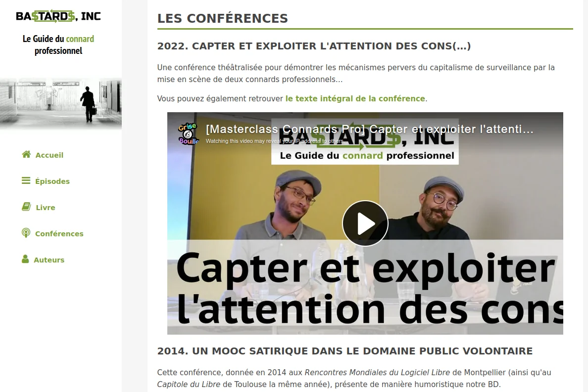 Capture décran du site connard.pro